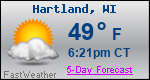 Weather Forecast for Hartland, WI