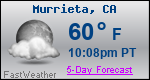 Weather Forecast for Murrieta, CA