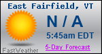 Weather Forecast for East Fairfield, VT