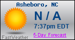 Weather Forecast for Asheboro, NC