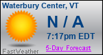 Weather Forecast for Waterbury Center, VT