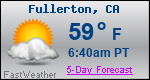 Weather Forecast for Fullerton, CA