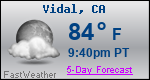 Weather Forecast for Vidal, CA