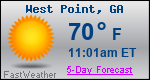 Weather Forecast for West Point, GA