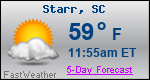Weather Forecast for Starr, SC