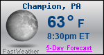 Weather Forecast for Champion, PA