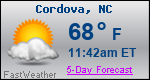 Weather Forecast for Cordova, NC