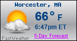 Weather Forecast for Worcester, MA