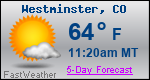 Weather Forecast for Westminster, CO
