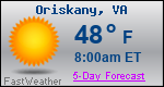 Weather Forecast for Oriskany, VA