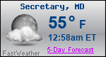 Weather Forecast for Secretary, MD