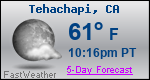 Weather Forecast for Tehachapi, CA