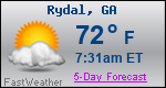 Weather Forecast for Rydal, GA