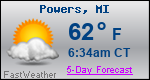 Weather Forecast for Powers, MI