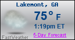 Weather Forecast for Lakemont, GA