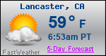 Weather Forecast for Lancaster, CA