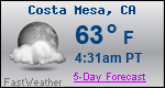 Weather Forecast for Costa Mesa, CA