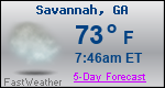 Weather Forecast for Savannah, GA