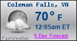 Weather Forecast for Coleman Falls, VA