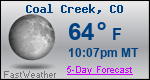 Weather Forecast for Coal Creek, CO