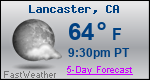 Weather Forecast for Lancaster, CA