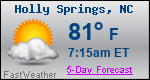Weather Forecast for Holly Springs, NC