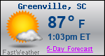 Weather Forecast for Greenville, SC