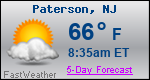 Weather Forecast for Paterson, NJ