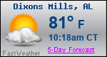 Weather Forecast for Dixons Mills, AL