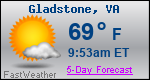 Weather Forecast for Gladstone, VA