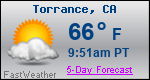 Weather Forecast for Torrance, CA