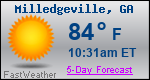 Weather Forecast for Milledgeville, GA