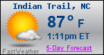 Weather Forecast for Indian Trail, NC