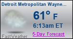 Weather Forecast for Detroit Metropolitan Wayne County Airport, MI