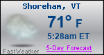 Weather Forecast for Shoreham, VT
