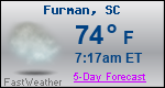 Weather Forecast for Furman, SC