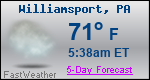 Weather Forecast for Williamsport, PA