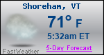 Weather Forecast for Shoreham, VT
