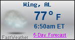 Weather Forecast for Wing, AL
