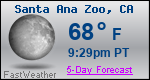 Weather Forecast for Santa Ana Zoo, CA