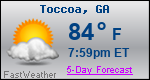 Weather Forecast for Toccoa, GA