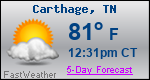 Weather Forecast for Carthage, TN