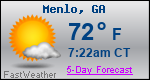 Weather Forecast for Menlo, GA
