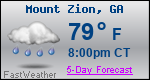 Weather Forecast for Mount Zion, GA