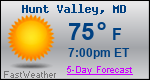 Weather Forecast for Hunt Valley, MD