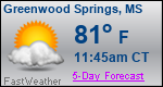 Weather Forecast for Greenwood Springs, MS