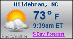 Weather Forecast for Hildebran, NC