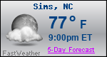 Weather Forecast for Sims, NC