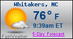 Weather Forecast for Whitakers, NC