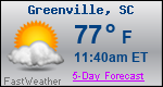 Weather Forecast for Greenville, SC